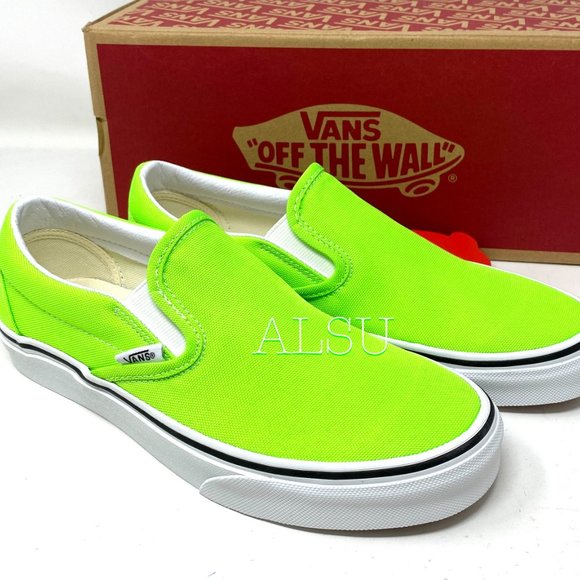VANS Classic Slip-On Low Top Neon Green Women’s - Picture 6 of 9